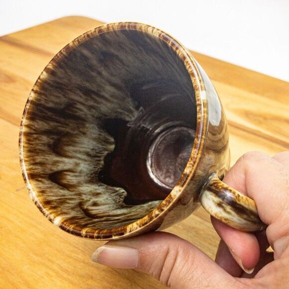 Vtg Brown Drip Glaze Coffee Cups Set of 3 - Picture 6 of 8